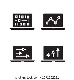 graph and chart data in laptop icons