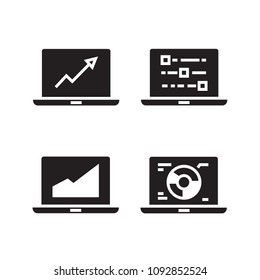 graph and chart data in laptop icons