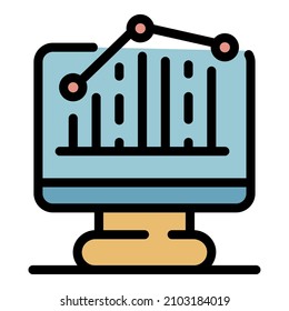 Graph chart design icon. Outline graph chart design vector icon color flat isolated