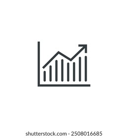 Graph chart diagram growth increase statistics icon, vector illustration