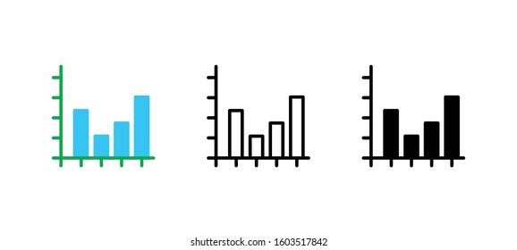 Graph chart diagram icon. Business flat, silhouette, line vector illustration on white background