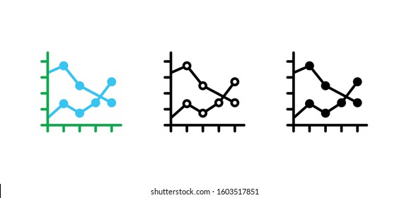 Graph chart diagram icon. Business flat, silhouette, line vector illustration on white background