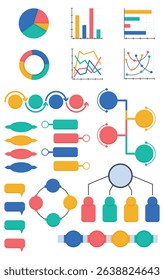 Graph, chart, diagram icon set. Business data design elements for web, report, presentation, finance analysis. Vector illustration.