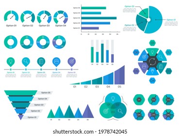 Graph, chart and diagram set. Business data graphic design template. Infographic template, layout, flowchart for presentations. Vector illustration.