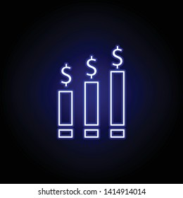 graph chart dollar icon in neon style. Element of finance illustration. Signs and symbols icon can be used for web, logo, mobile app, UI, UX