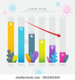 Graph Chart Down Business Declining in Pandemic Economic Recession Illustration