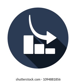 Graph chart down icon. Down arrow symbol. Flat Vector illustration.