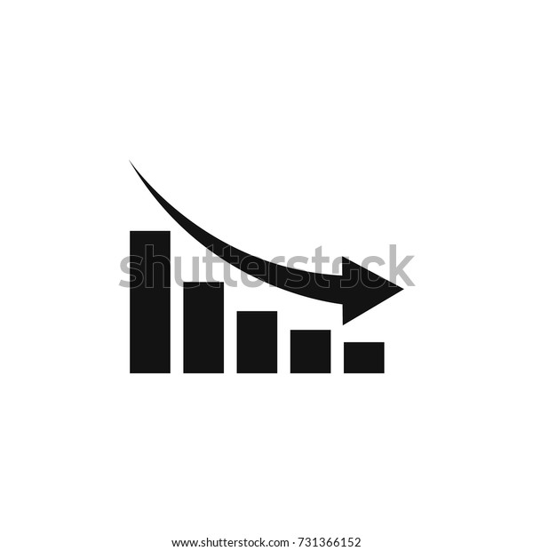 グラフの下向きアイコン 下向き矢印の記号 平らなベクター画像イラスト のベクター画像素材 ロイヤリティフリー
