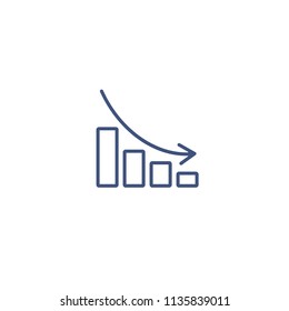 Graph chart down line Vector icon. Down arrow symbol. Flat illustration.