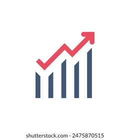 Graph-Diagramm Wirtschaftssymbol. Geldgeschäft erhöht Design.