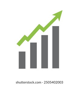 Icono económico de gráfico gráfico. El dinero aumenta el diseño del negocio.