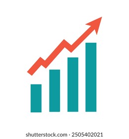 Icono económico de gráfico gráfico. El dinero aumenta el diseño del negocio.