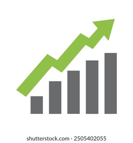 Icono económico de gráfico gráfico. El dinero aumenta el diseño del negocio.