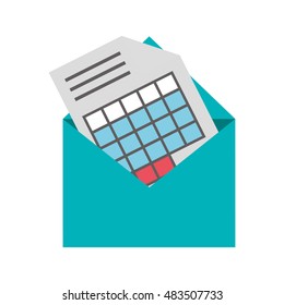 graph chart and envelope icon 