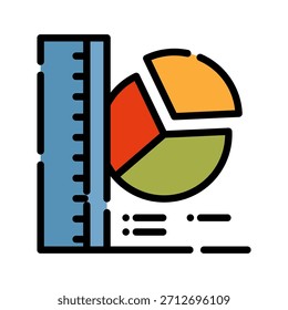 Graph chart filled line color icon. Pie Chart symbol. Serves to visually show data composition, such as budget distribution, market share, or demographic composition.