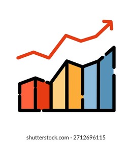 Icono de color de línea llena de gráfico gráfico. Símbolo de análisis de crecimiento. Perfecto para las campañas para comprender las tendencias de crecimiento, identificar oportunidades para impulsar el crecimiento sostenible.