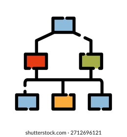 Icono de color de línea llena de gráfico gráfico. Símbolo de diagrama de jerarquía. Perfecto para ayudar a aclarar y simplificar la comunicación y la comprensión de la estructura de un sistema u organización.