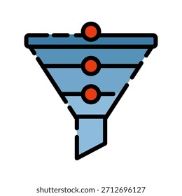 Graph chart filled line color icon. Sales Funnel symbol, the goal is to effectively guide potential customers through a series of stages to convert them into buyers.