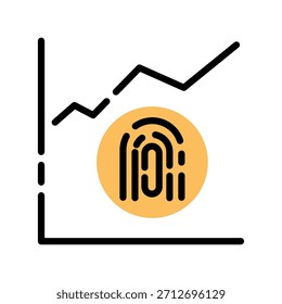 Icono de color de línea llena de gráfico gráfico. Seguimiento del rendimiento con el símbolo de huellas dactilares. Perfecto para identificar áreas de mejora, así como para tomar mejores decisiones.