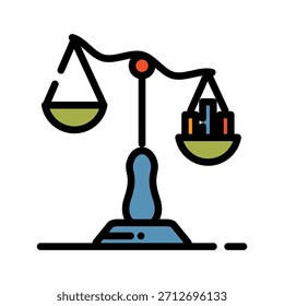 Icono de color de línea llena de gráfico gráfico. Balance de datos con escalas Símbolo. Adecuado para campañas de balance de datos precisas. 