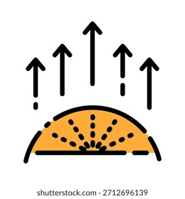 Farbsymbol für ausgefüllte Linien im Diagramm. Symbol für Expansionswachstum. Perfekt geeignet, um den Umfang des Betriebs, die Reichweite oder die Kapazität deutlich zu erhöhen.