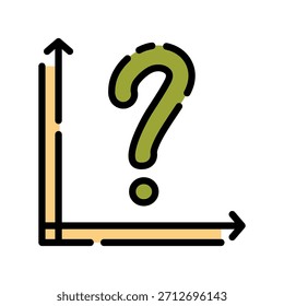 Ícone de cor de linha preenchida do gráfico. Símbolo de análise de pergunta. Perfeito para coletar, resumir e usar informações de uma resposta.