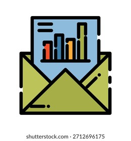 Icono de color de línea llena de gráfico gráfico. Símbolo de comparación de datos. Perfecto para identificar similitudes, diferencias y tendencias dentro de ellos.