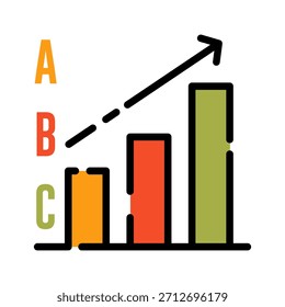 Ícone de cor de linha preenchida do gráfico. símbolo de gráfico de barras para apresentar informações de uma forma mais fácil de entender.