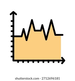 Ícone de cor de linha preenchida do gráfico. Símbolo de Gráfico de Ações. Adequado para representação visual do movimento de preço de uma ação.