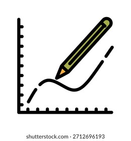 Icono de color de línea llena de gráfico gráfico. Símbolo de marcado de pluma. Perfecto para marcar manualmente objetos para varios propósitos.