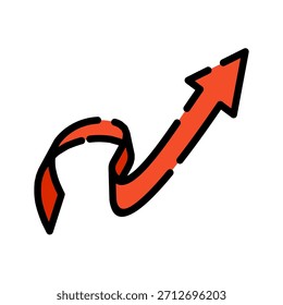 Graph chart filled line color icon. Upward arrow symbol. Perfect for growth, success and winning campaigns.