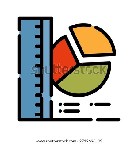 Graph chart filled line color icon. Pie Chart symbol. Serves to visually show data composition, such as budget distribution, market share, or demographic composition.