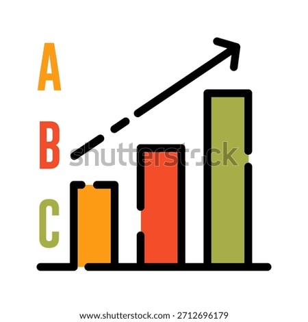 Graph chart filled line color icon. bar chart symbol to present information in a way that is easier to understand.