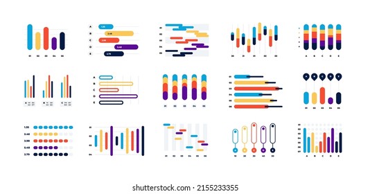 Graph chart. Financial statistic infographic template, stock and business histogram, financial modern analysis layout. Vector isolated set. Illustration of financial line analysis, finance histogram