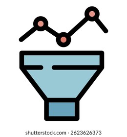 Graph chart funnel icon. Outline graph chart funnel vector icon color flat isolated