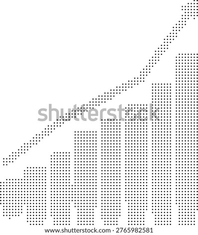 graph chart growth success finance data business stats increase market retro vintage icon isolated grey pixelated bitmap halftone dotted dither white