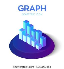 Graph Chart Icon. 3D Isometric Graph Chart sign. Created For Mobile, Web, Decor, Print Products, Application. Perfect for web design, banner and presentation. Vector Illustration.