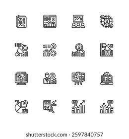 Graph And Chart Icon Collection Line Style Vector Illustration Design Element