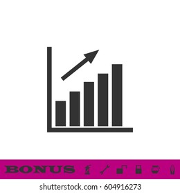 Graph chart icon flat. Black pictogram on white background. Vector illustration symbol and bonus button