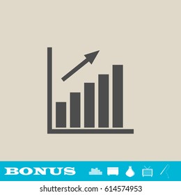 Graph chart icon flat. Grey pictogram on light background. Vector illustration symbol and bonus button real estate, ottoman, vase, tv, fishing rod