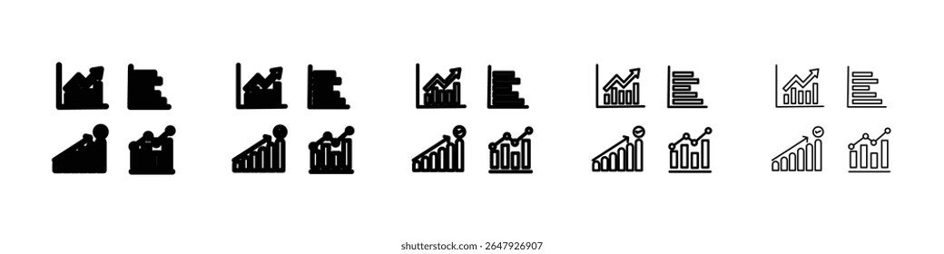 ícone do gráfico vetor isolado no fundo branco definido