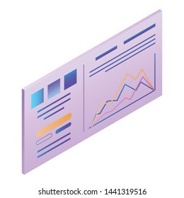 Graph chart icon. Isometric of graph chart vector icon for web design isolated on white background