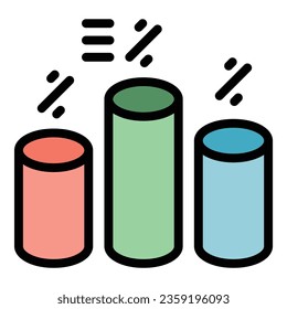 Graph chart icon outline vector. Population growth. Human team color flat