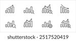 Graph, chart icon set. Statistics and analytics icons. Growth chart symbols. Vector icons