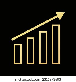 Graph chart icon vector. Growth gradient icon symbol.