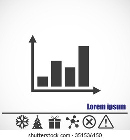 Graph Chart Icon.Bonus icons: snowflake, Christmas tree,gift,molecule,delete icon and Hazard warning attention sign.