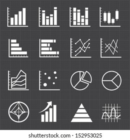 Graph chart icons and black background