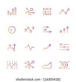 graph and chart icons, red line design