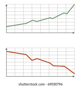 Graph chart illustration of growth or recession