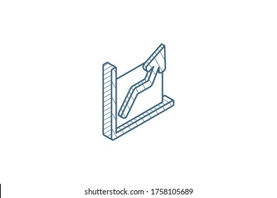 Graph chart incline, rising stock market bar isometric icon. 3d vector illustration. Isolated line art technical drawing. Editable stroke